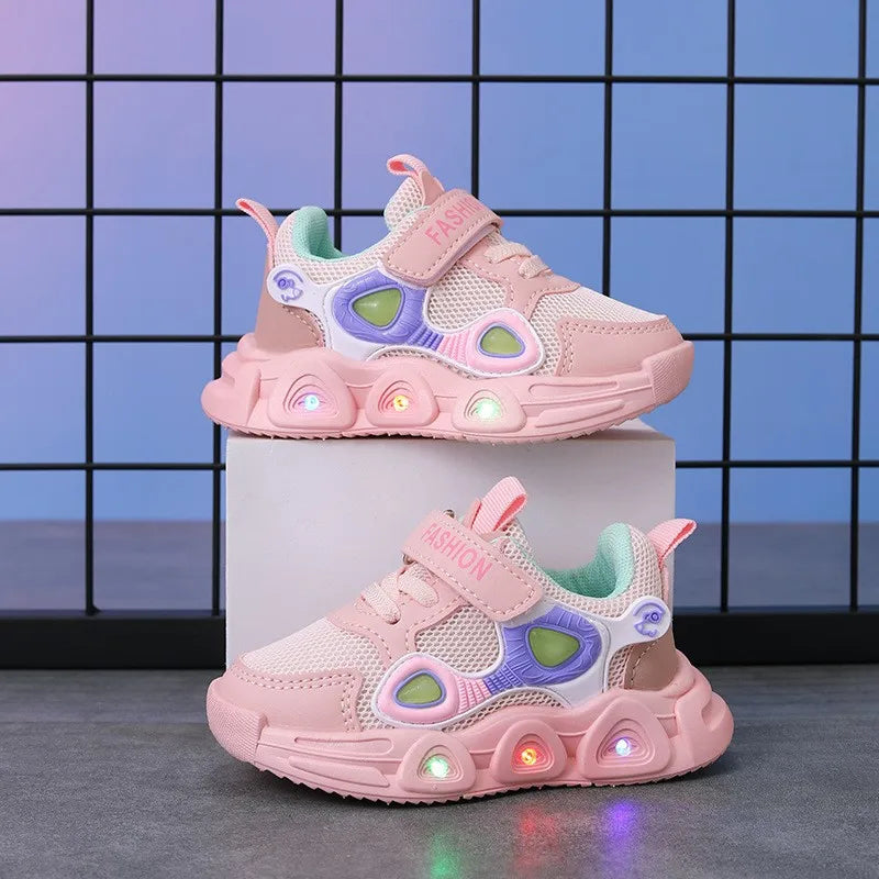 Gril Sneakers Spring New Light Up Kids Sneakers1-6y Boy Running Shoe Breathable Mesh Kid Shoes Designer Shoe Zapatillas De Mujer