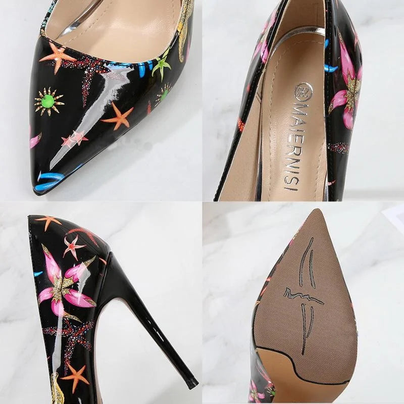 Women Starfish High Thin Heel Shoes Pointed Stiletto Pumps for Office Nightclub Party Pub Wedding Banquet Model Cross Dressing