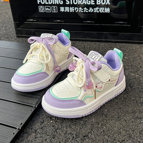 2025 Sweet Girls Skate Shoes Princess Style Kids Casual Shoes Soft Bottom Non-slip Autumn New Children Sports Shoes Comfortable