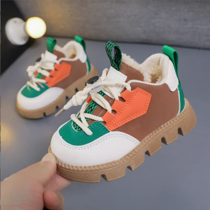 Boys' Warm Boots Winter New Children's Thickened Velvet Cotton Shoes Girls' Waterproof Short Boots Baby Cotton Boots Boys Shoes