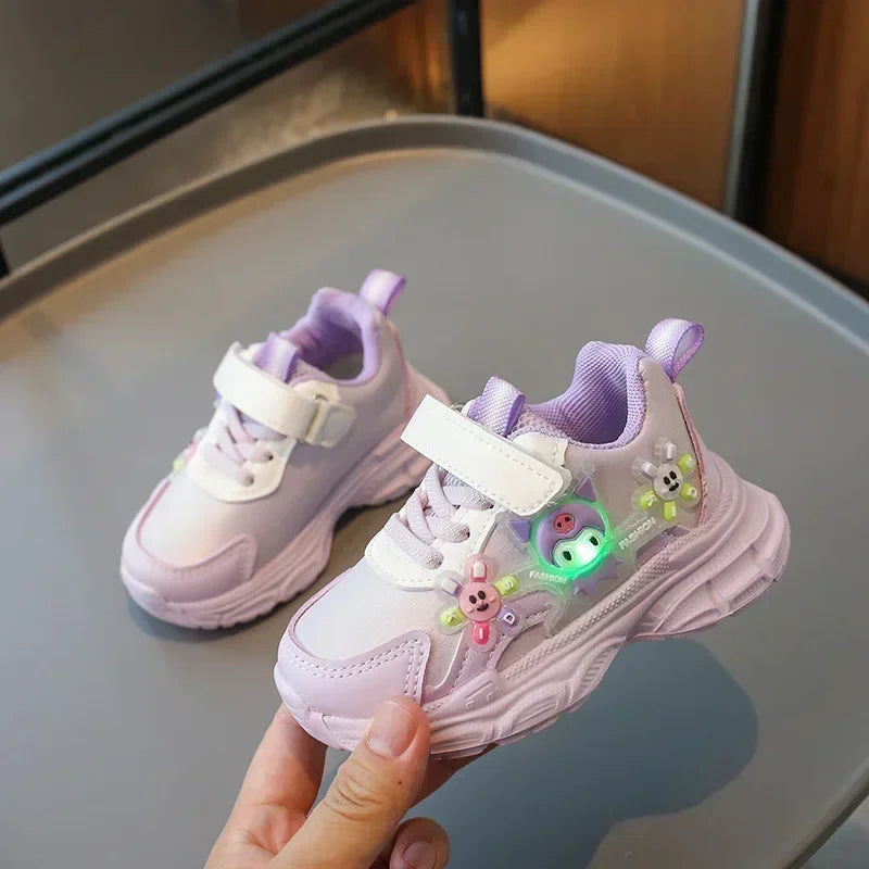 Sanrio hello kitty  cartoon running shoes children casual shoes lights kuromi Autumn and winter LED sneakers sports shoes