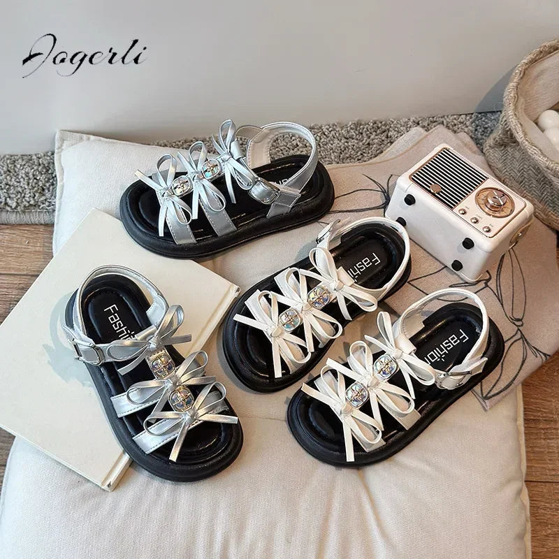 Summer Children's Princess Shoes Girls Sandals New Fashion Bow Beach Shoes Casual Slipper Size 23-36