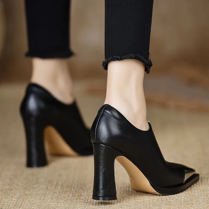 Women High Heel Loafers Pointed Toe Sexy Shoes Retro Fad Designer 2024 New Brand Luxury Sandals Hot Sale Zapatillas De Mujer