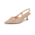 2025 Summer New 41-42 Large Size French Sandals Women's V Buckle Pointed Stilettos, Rear Empty Skirt High Heels