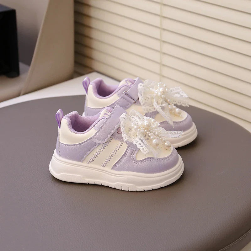 Children Casual Shoes for Girls 2025 Autumn New Fashion Korean Style Soft Breathable Non-slip Beautiful Butterfly Walking Shoes