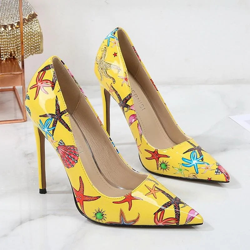 Women Starfish High Thin Heel Shoes Pointed Stiletto Pumps for Office Nightclub Party Pub Wedding Banquet Model Cross Dressing