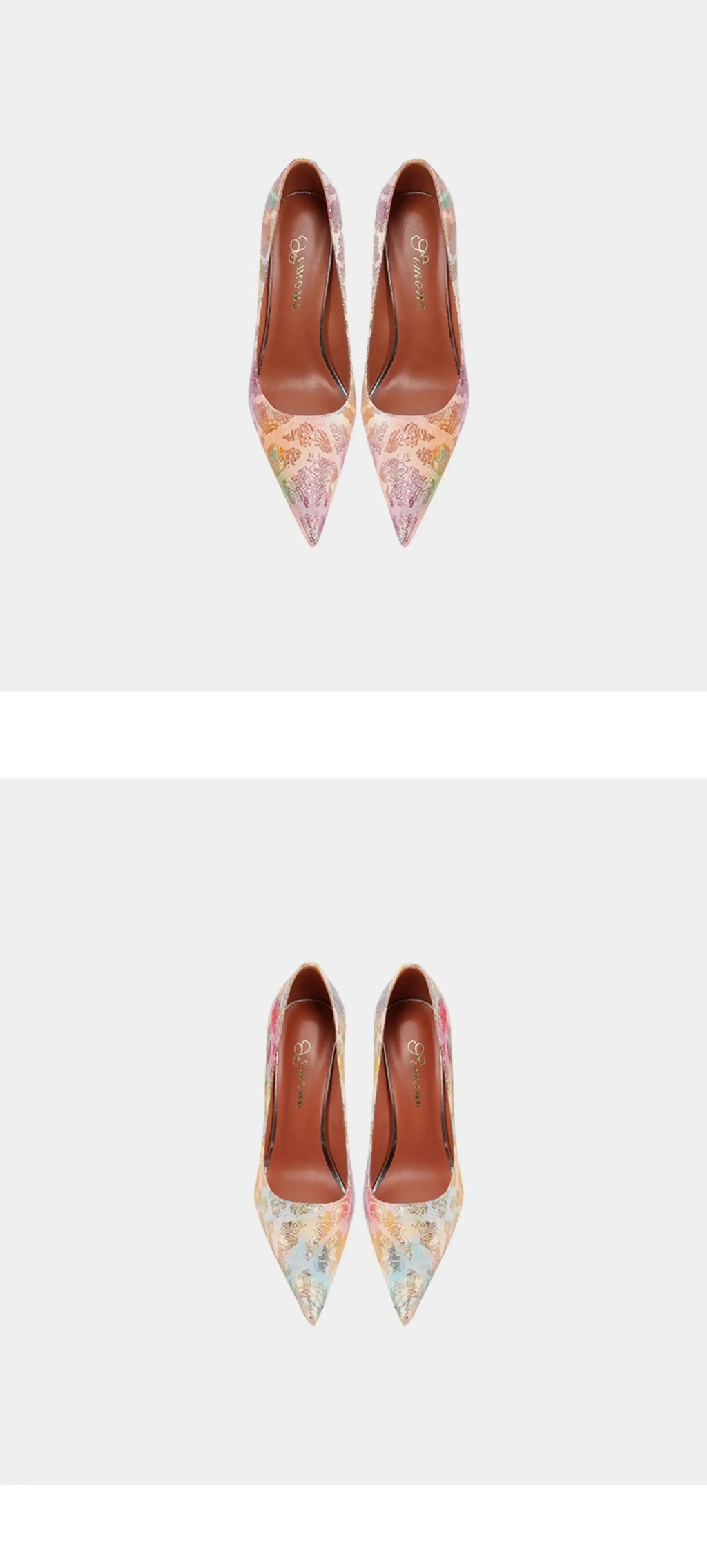 Pumps Women Shoes Flower Totem Slip-On Shallow Shoes Wedding Party Pointed Toe High Heels Pump Femme Special-shaped heel