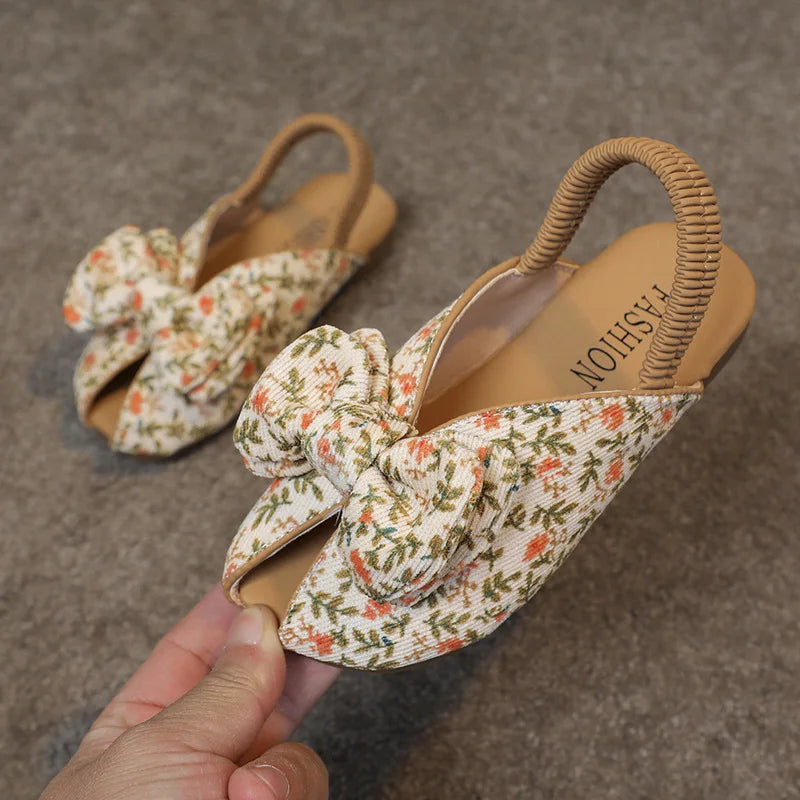 New Sandals Summer Comfort Fashion Girl Shoes Retro Leopard Print Simple Kid Shoe Floral Anti Slip Soft Sole Breathable Slippers