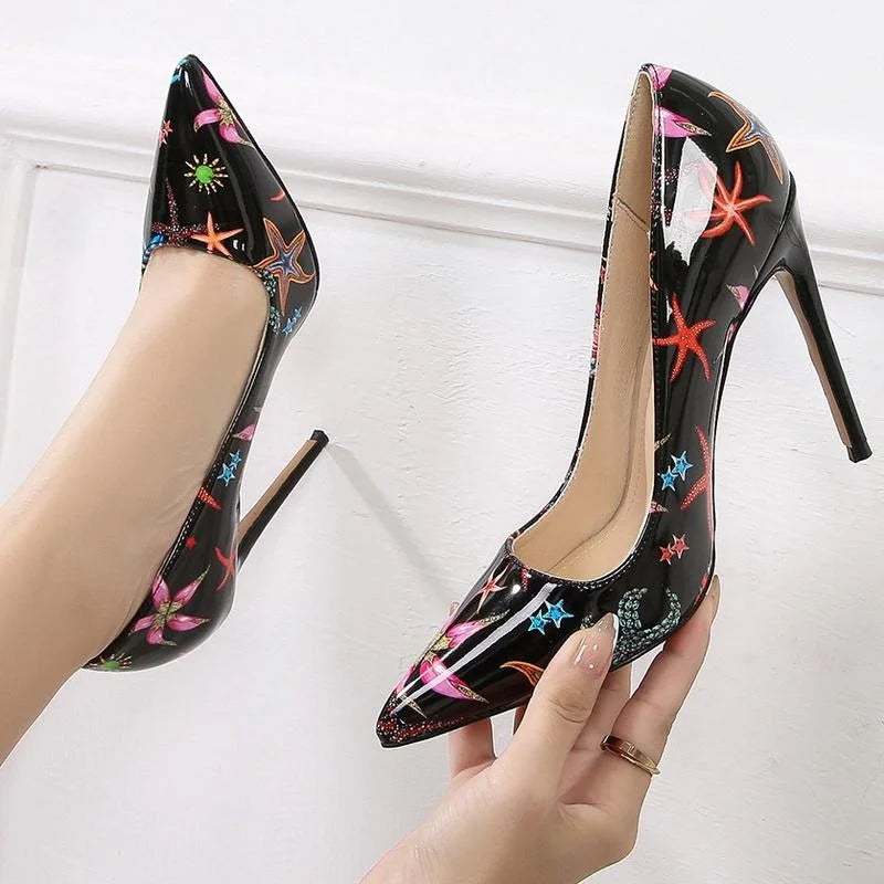 Women Starfish High Thin Heel Shoes Pointed Stiletto Pumps for Office Nightclub Party Pub Wedding Banquet Model Cross Dressing