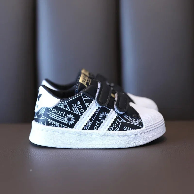 Children's Sneakers Kids Fashion Design White Non-slip Casual Shoes Boys Girls Hook Breathable Sneakers Toddler Outdoor Shoes