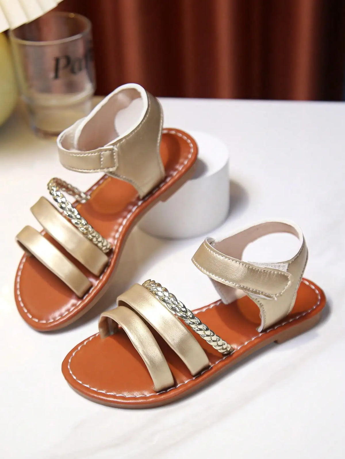 Sandals for Children 2025 Cute Boys Girls Shoes Soft Thick Soles Handwoven Children's Sandals Black Pink Gold White