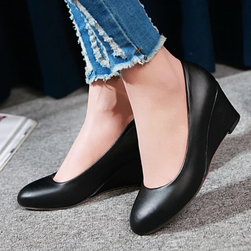 Classic Women's Wedge Heels Shoes Fashion Pink Black White Blue Wedges Party Wedding Office Shoes Ladies Dress Pumps Spring 2025