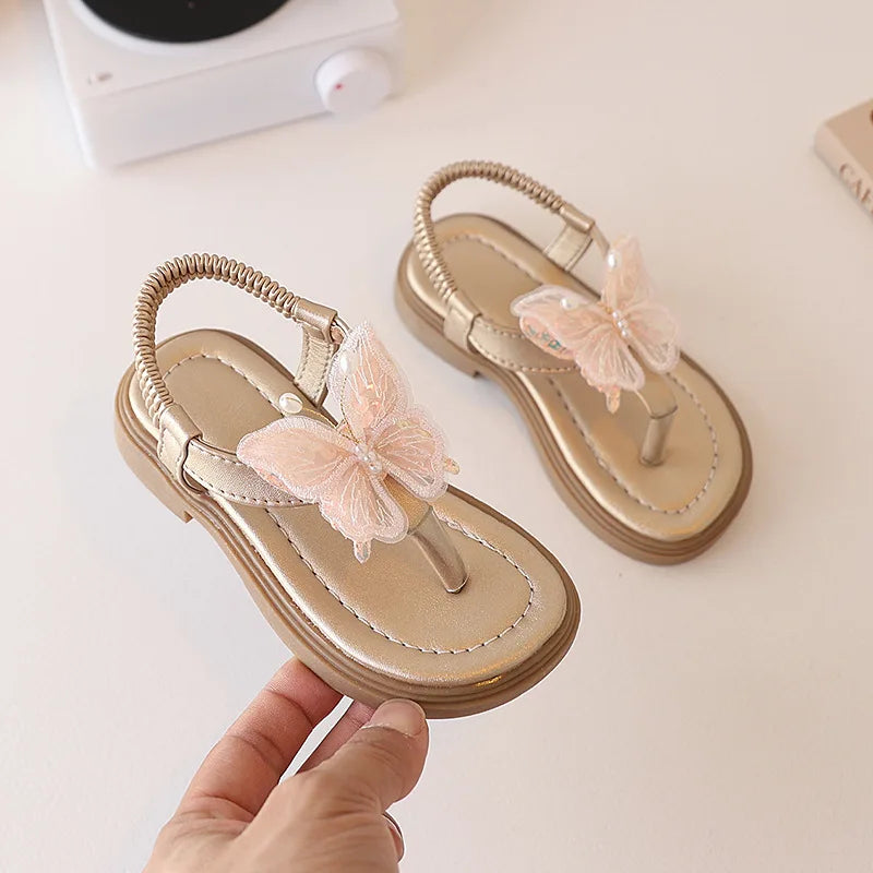 New Children's Summer Princess Shoes Baby Breathable Toe-Loop Butterfly Sandals Kids Beach Shoes Fashion Girls Princess Shoes