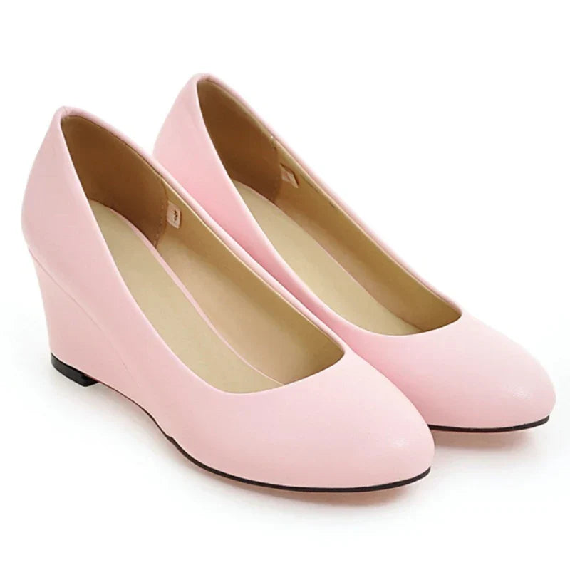 Classic Women's Wedge Heels Shoes Fashion Pink Black White Blue Wedges Party Wedding Office Shoes Ladies Dress Pumps Spring 2025