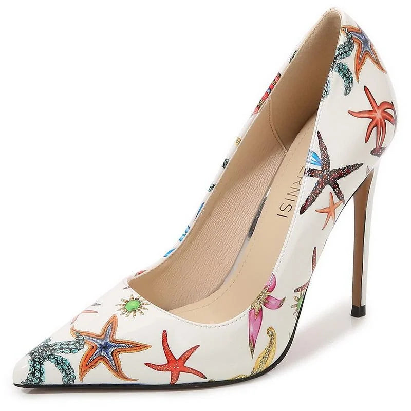 Women Starfish High Thin Heel Shoes Pointed Stiletto Pumps for Office Nightclub Party Pub Wedding Banquet Model Cross Dressing