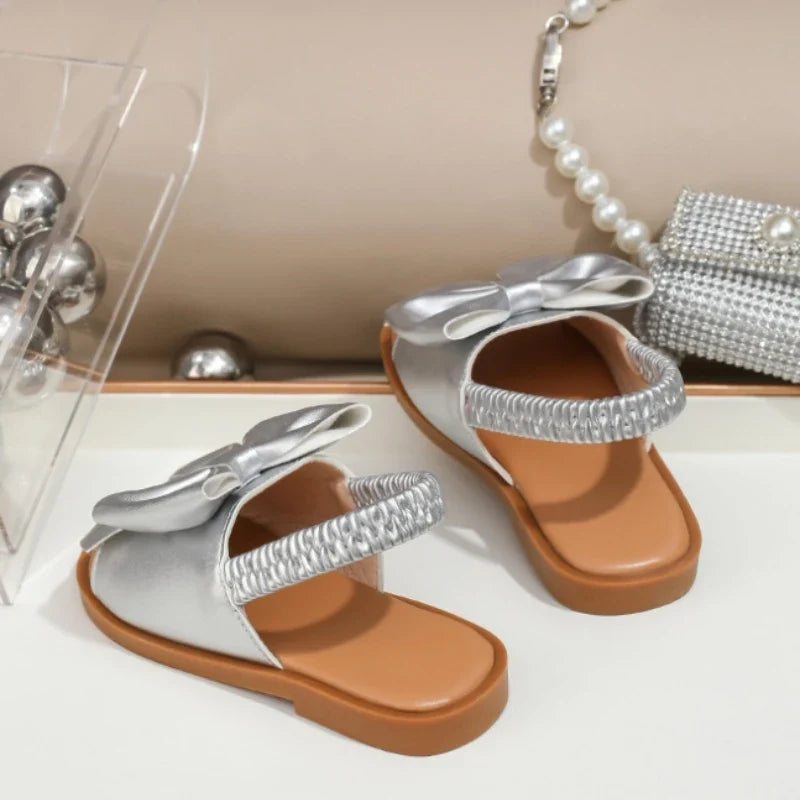 Simple Kids Sandals Summer New Style Girls' Shoes Fashionable Child Slippers Anti Slip Girls Sandals Bow Girls' Slippers