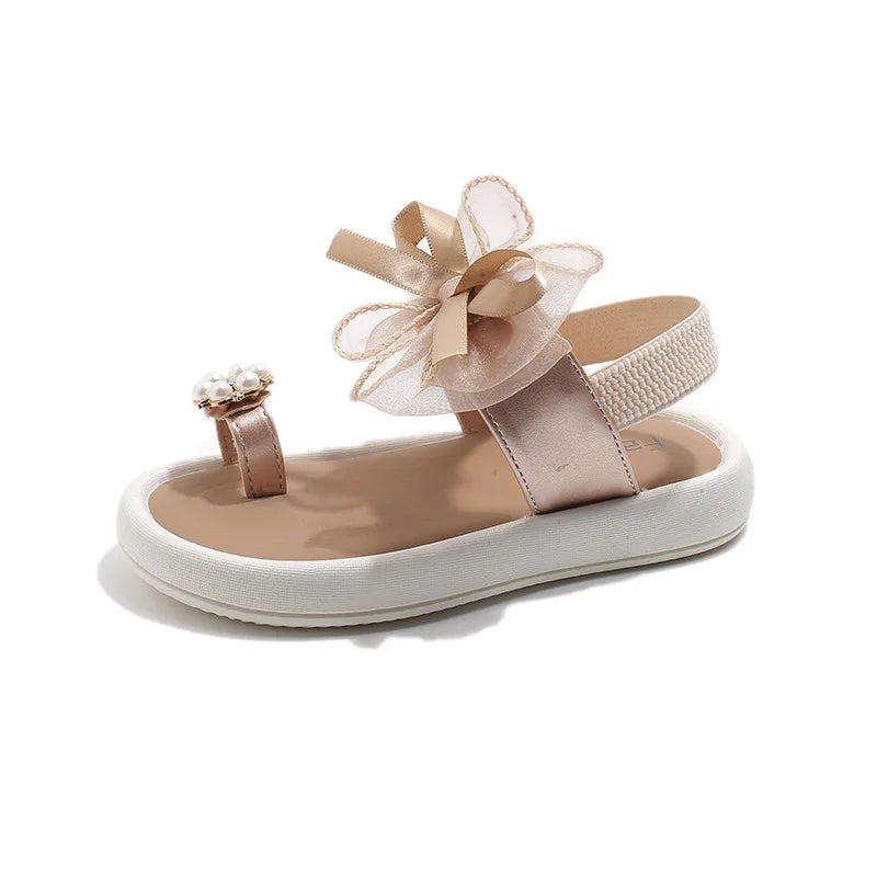 Girls' Elegant Sandals - Versatile & Stylish For Indoor/Outdoor, Beach-Ready Princess Shoes With Beaded Tassels, Breathable & Li