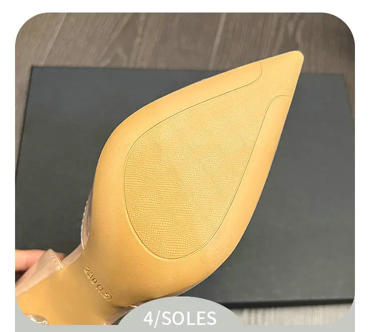 New Autumn Patent Leather Nude High Heels Thin Heel Pointed Bow Korean Version