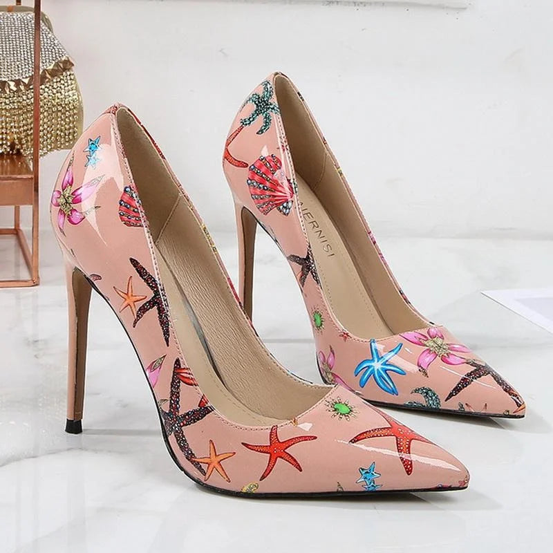 Women Starfish High Thin Heel Shoes Pointed Stiletto Pumps for Office Nightclub Party Pub Wedding Banquet Model Cross Dressing
