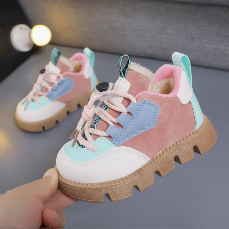 Boys' Warm Boots Winter New Children's Thickened Velvet Cotton Shoes Girls' Waterproof Short Boots Baby Cotton Boots Boys Shoes