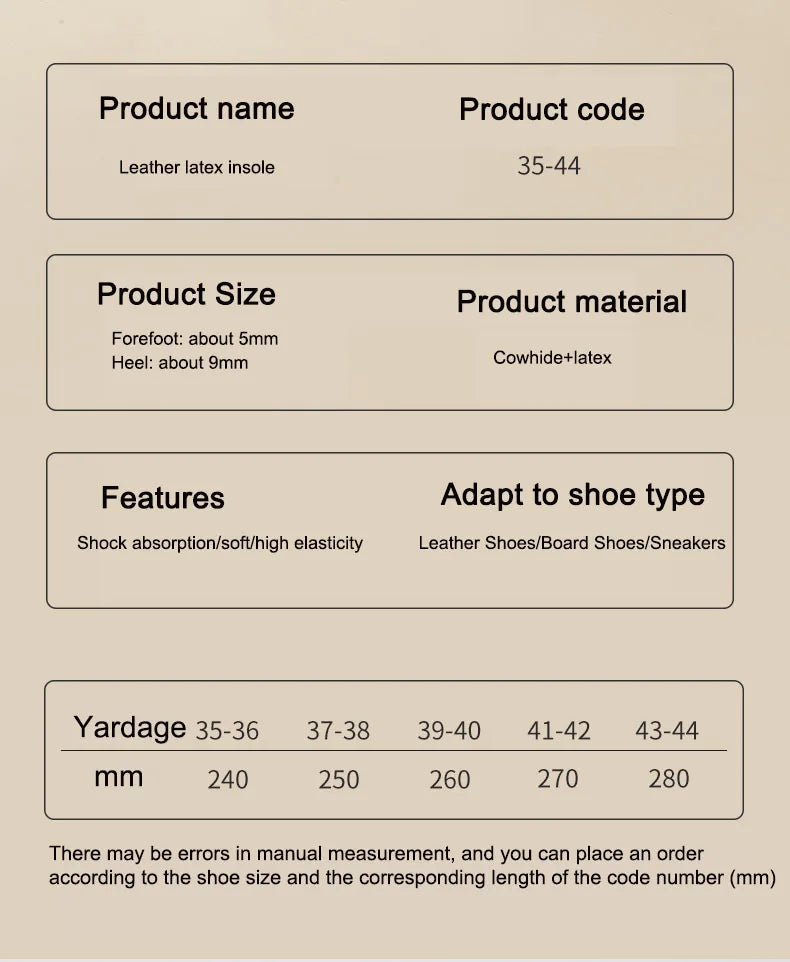 Leather Latex Sports Insole Cowhide Insoles for Shoes Arch Support Shoe Pads Shock Absorbing Plantar Fasciitis Template Inserts