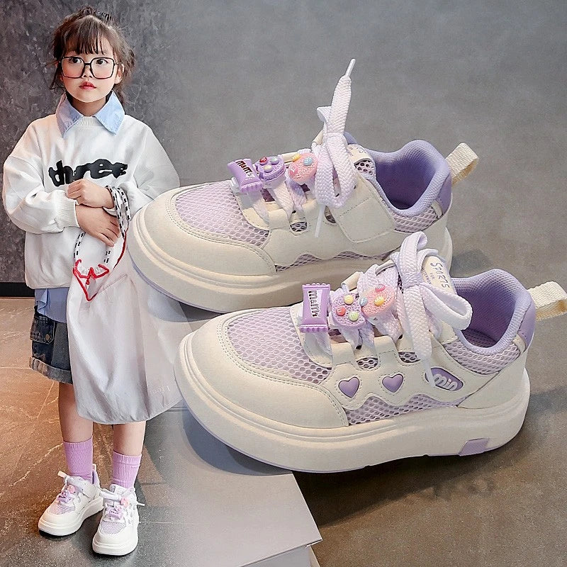 Girls' mesh shoes 2025 Spring and Autumn new children's sports shoes mesh breathable girls' casual shoes board shoes