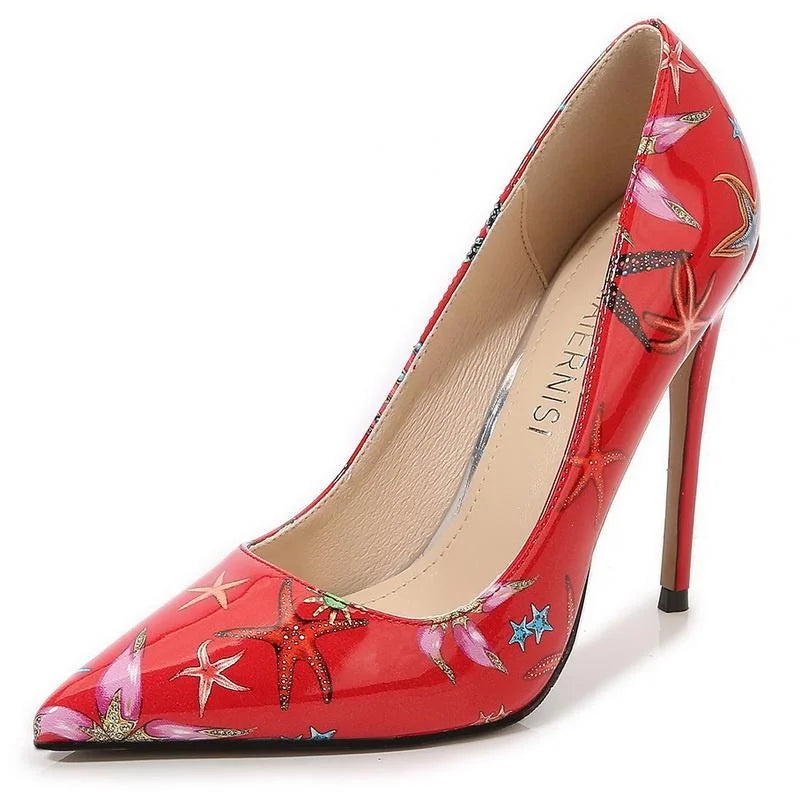 Women Starfish High Thin Heel Shoes Pointed Stiletto Pumps for Office Nightclub Party Pub Wedding Banquet Model Cross Dressing