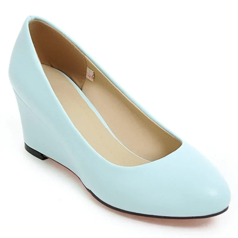 Classic Women's Wedge Heels Shoes Fashion Pink Black White Blue Wedges Party Wedding Office Shoes Ladies Dress Pumps Spring 2025