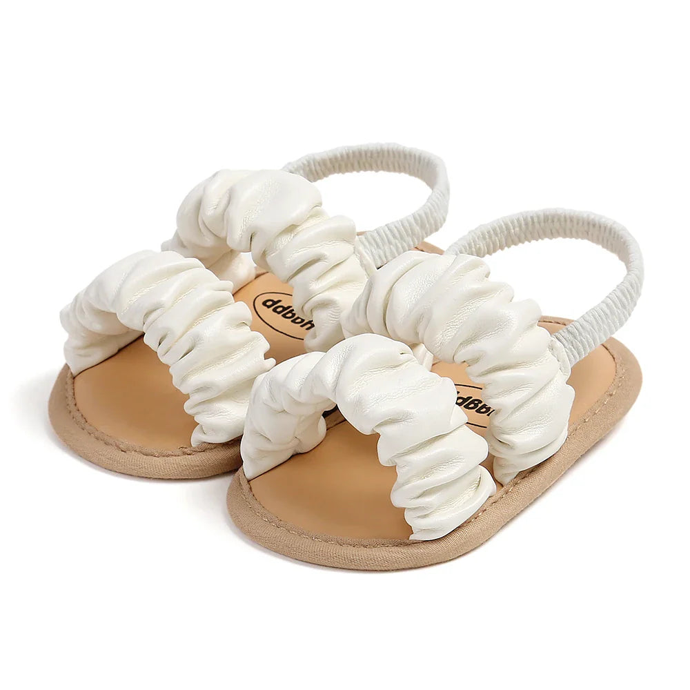 Male infant and female infant pleated sandals with soft soles summer baby wedding dresses, flat shoes beach shoes