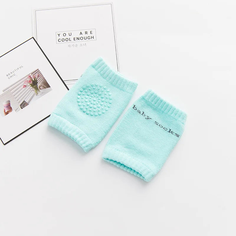 1 Pair Baby Knee Pads Cotton Crawling Elbow Pads Safety Knee Pads Leg Pads Blue