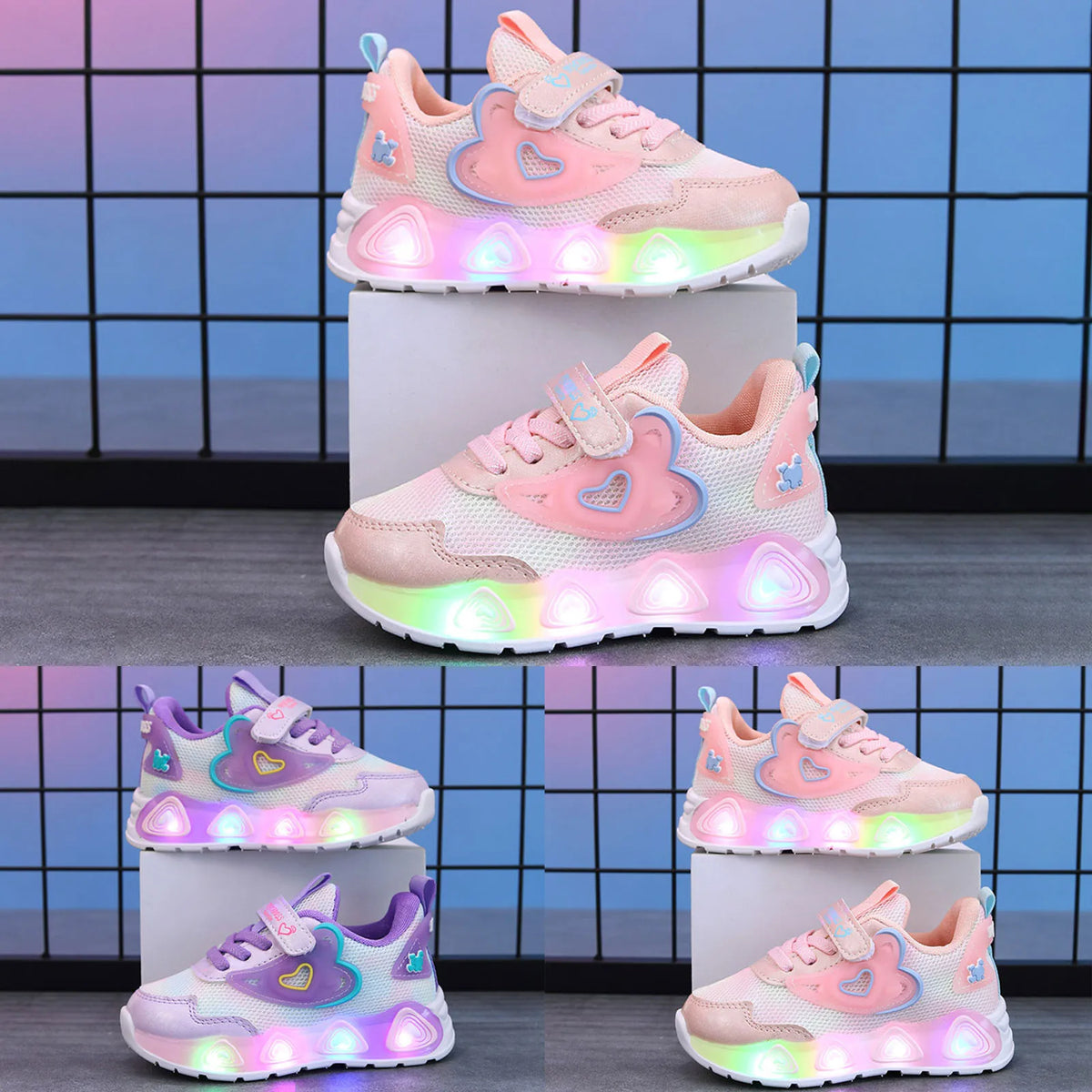 Girl Sneakers Children's Sports Shoes Mesh Love Luminous Children's Shoes Girls Sports Casual Shoes Kids Size 13 Shoes Girls
