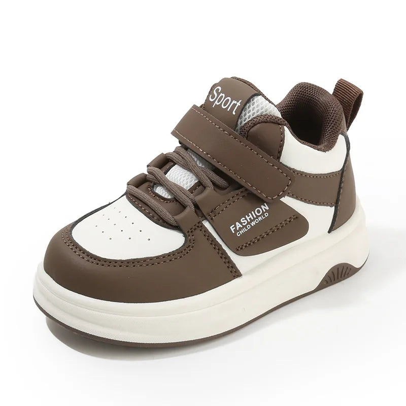Children Spring Autumn Velcro White Shoes Color Blocking Non Slip High Top Boys New Soft Soled Sneakers Girls Casual Board Shoes