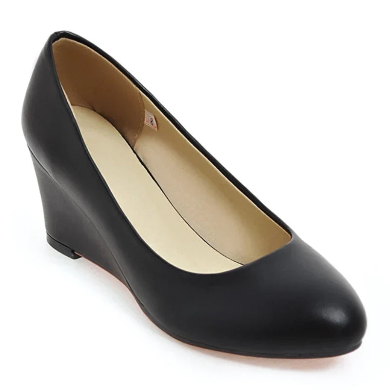 Classic Women's Wedge Heels Shoes Fashion Pink Black White Blue Wedges Party Wedding Office Shoes Ladies Dress Pumps Spring 2025