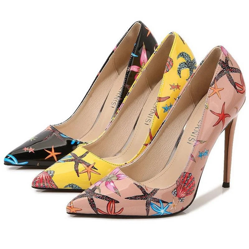 Women Starfish High Thin Heel Shoes Pointed Stiletto Pumps for Office Nightclub Party Pub Wedding Banquet Model Cross Dressing