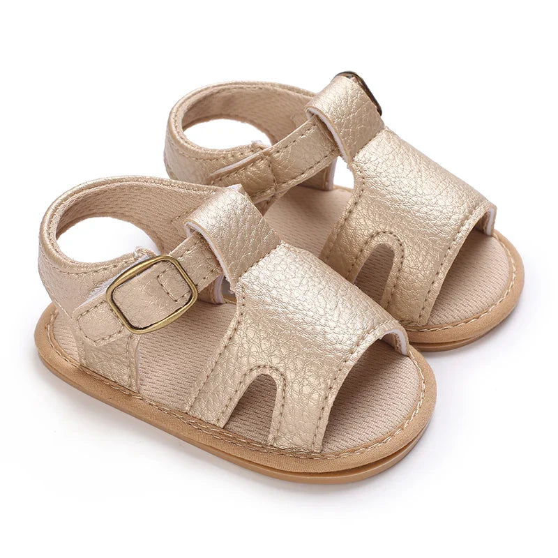 Golden 0-18M Baby Girl Sandals With Butterfly Bow High-Quality Soft Sole Anti Slip Exposed Toe Summer Outdoor First Walking