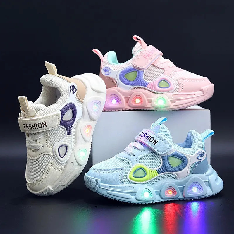 Gril Sneakers Spring New Light Up Kids Sneakers1-6y Boy Running Shoe Breathable Mesh Kid Shoes Designer Shoe Zapatillas De Mujer