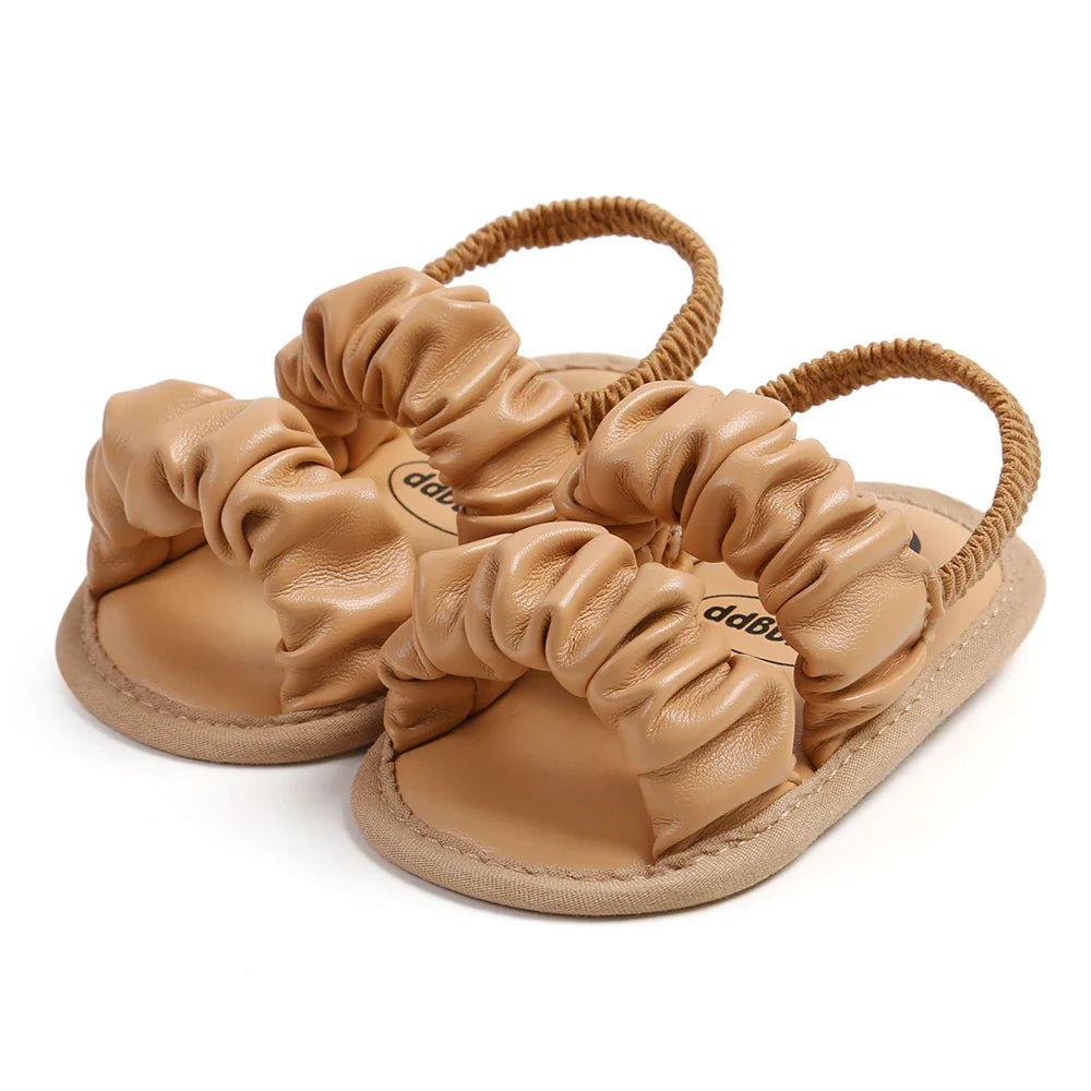 Male infant and female infant pleated sandals with soft soles summer baby wedding dresses, flat shoes beach shoes