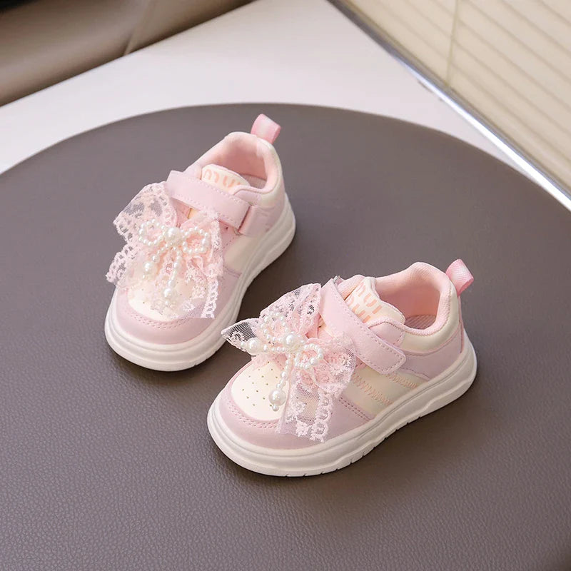 Children Casual Shoes for Girls 2025 Autumn New Fashion Korean Style Soft Breathable Non-slip Beautiful Butterfly Walking Shoes